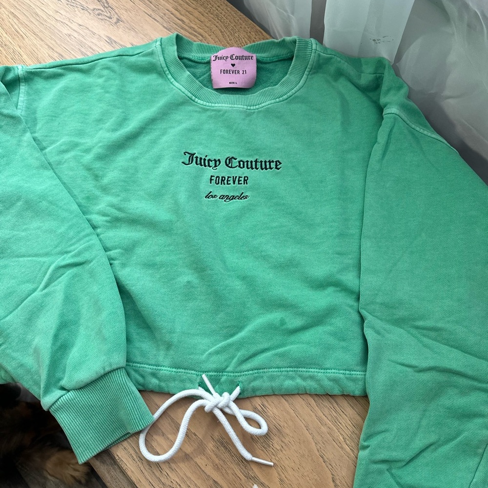 Juicy Couture Green Cropped Sweatshirt